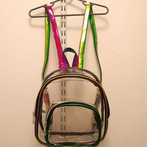Clear rainbow mini backpack